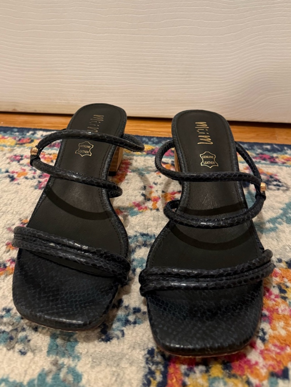 Mi.iM The Kris Strappy Snakeskin Sandals - Dark Blue - Women’s 8